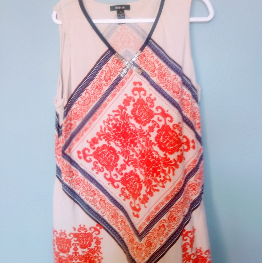 V-Neck Tunic with silver metallic embellishment